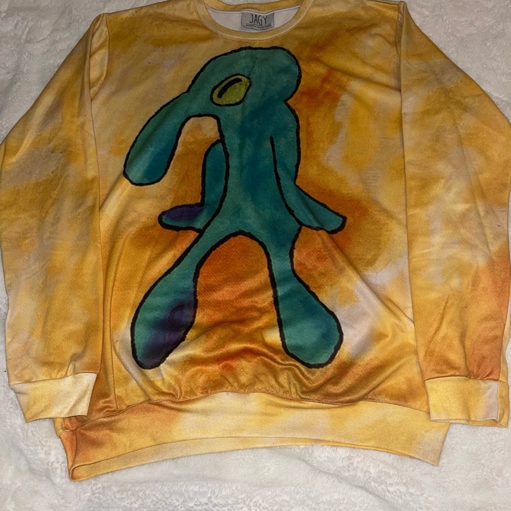Men's Yellow and Teal Squidward Sweater